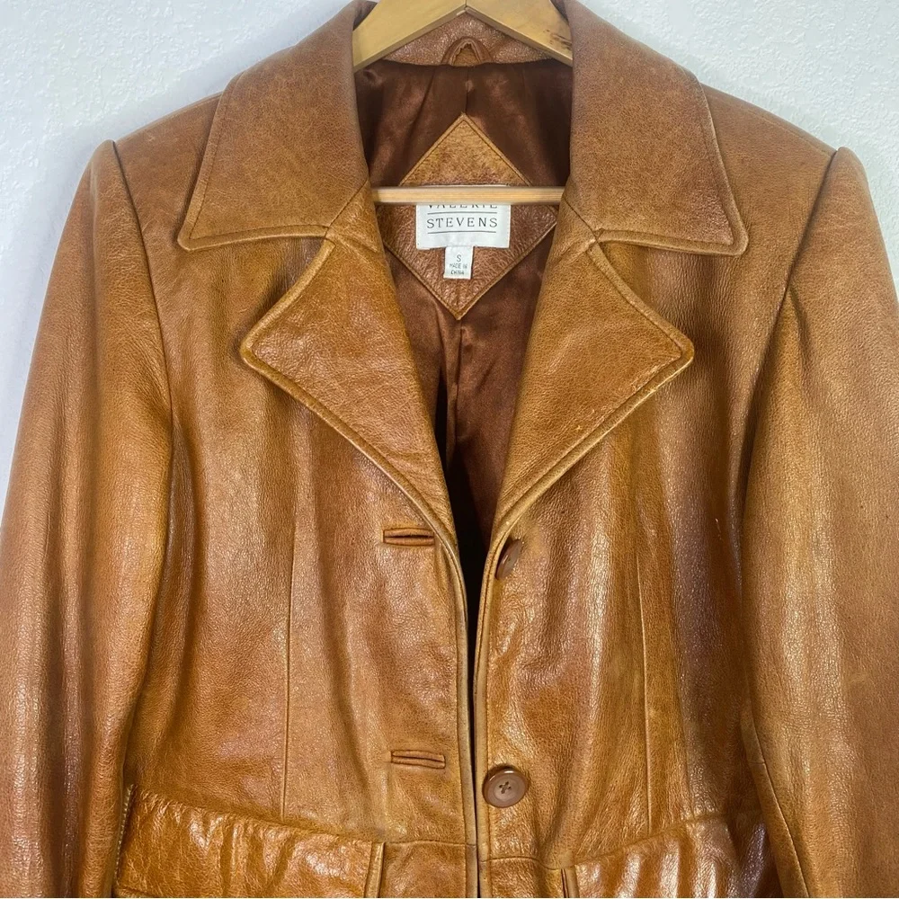 Vintage Valerie Stevens Brown 100% Leather Jacket - Picture 2 of 14
